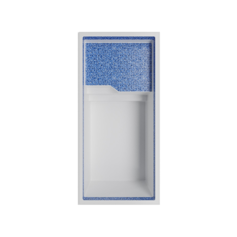 Piscina Cancun 6 blanca con playa y franja empastillada